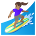 🏄🏽‍♀️ woman surfing: medium skin tone display on Google